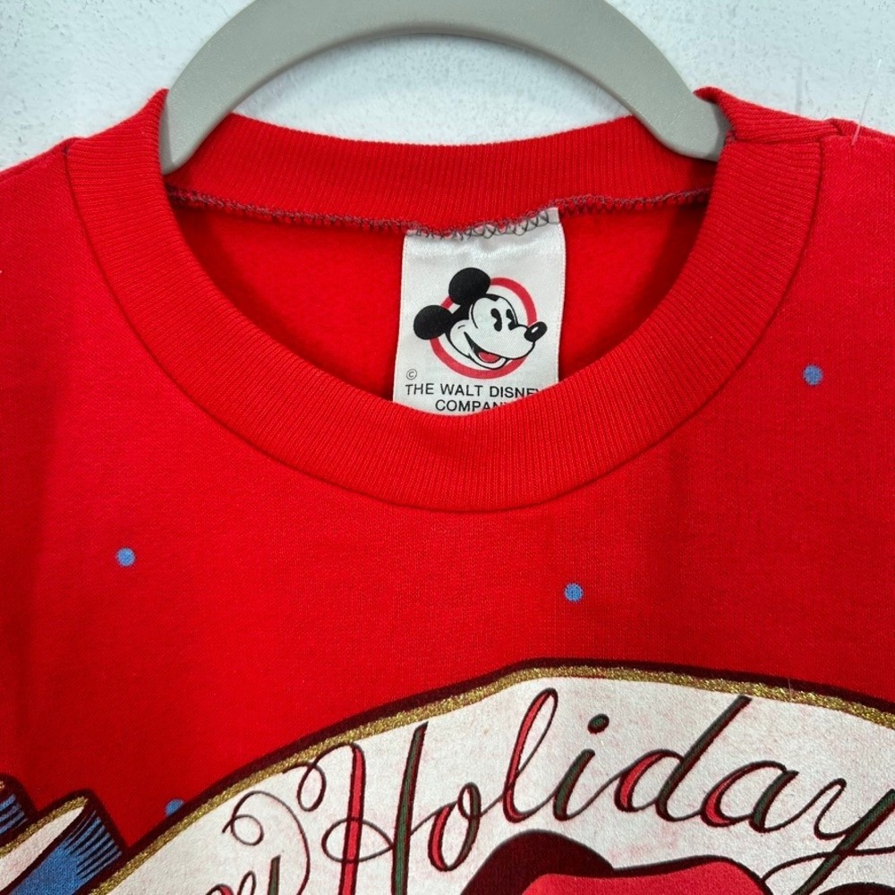 Disney Mickey Minnie Mouse Happy Holidays Christmas Sweatshirt Adult Medium Red - Picture 4 of 8